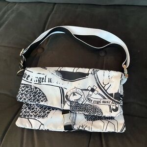 L.A.M.B. Black and White Graphic Shoulder Bag